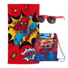 MASHINI - Toalla De Playa Infantil 70x140 Con Lentes De Sol Spiderman Ba