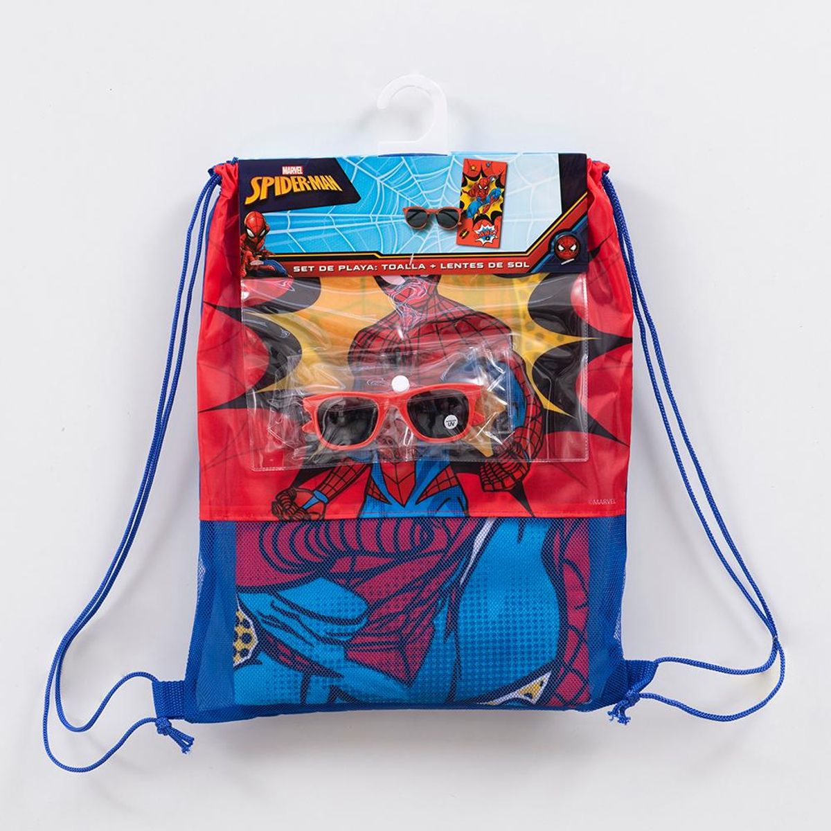 MASHINI - Toalla De Playa Infantil 70x140 Con Lentes De Sol Mashini Spiderman Ba