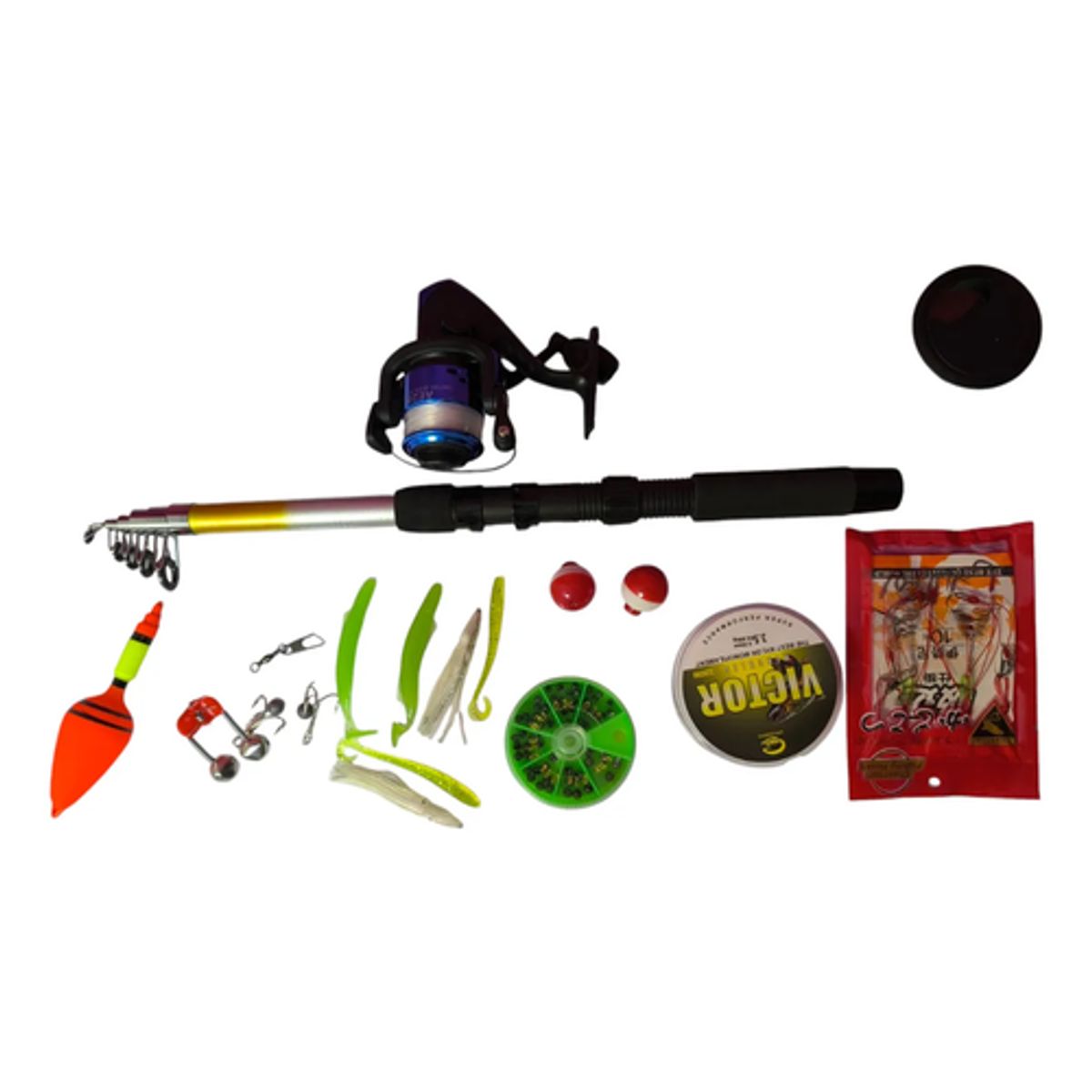 GENERICO - Set Pesca Caña De Pescar Telescópica Mosquero Carrete Pesca