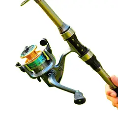 GENERICO - Kit Pesca Completo 18m con Caña Carrete Señuelo y Bolsa