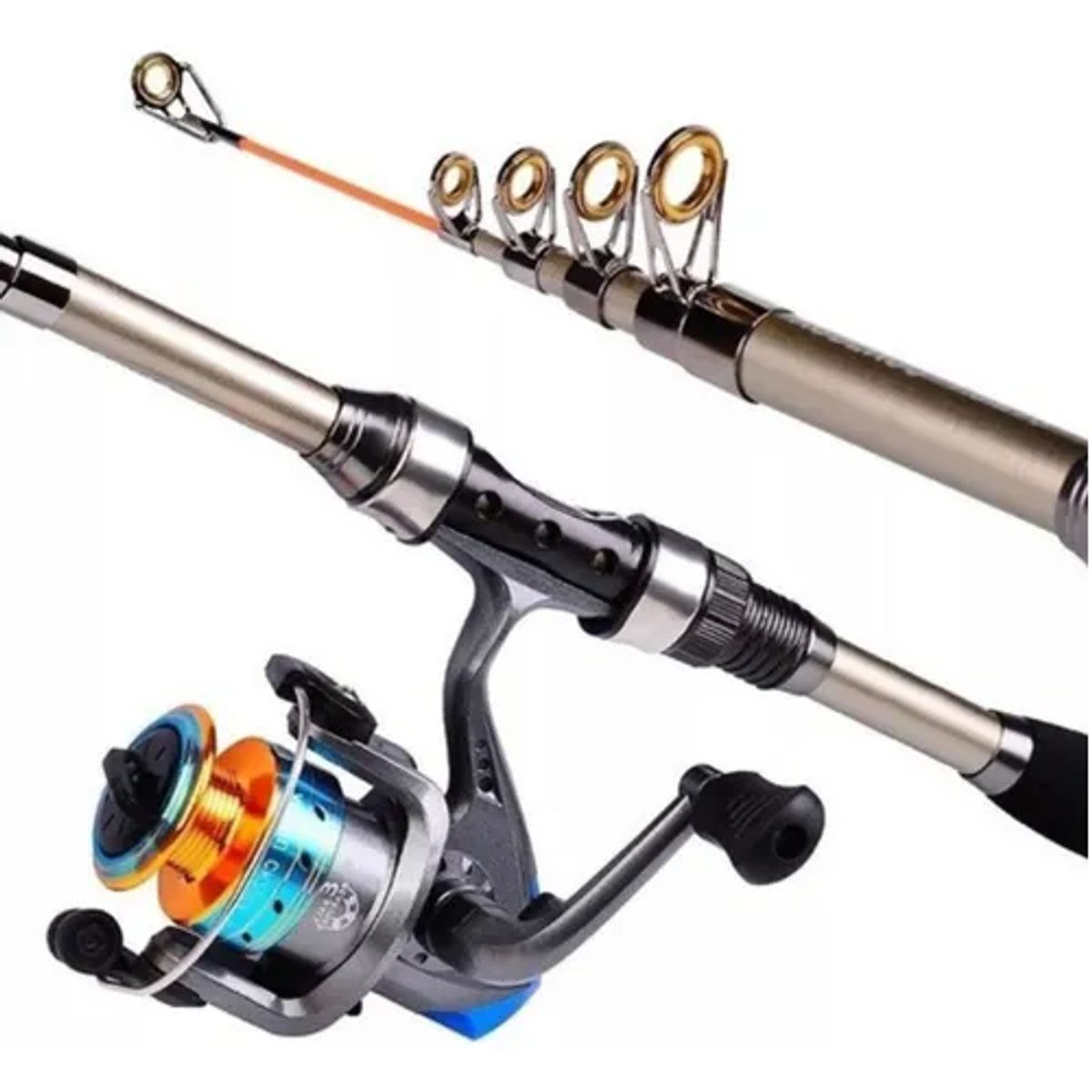 GENERICO - Kit Pesca Completo 18m con Caña Carrete Señuelo y Bolsa