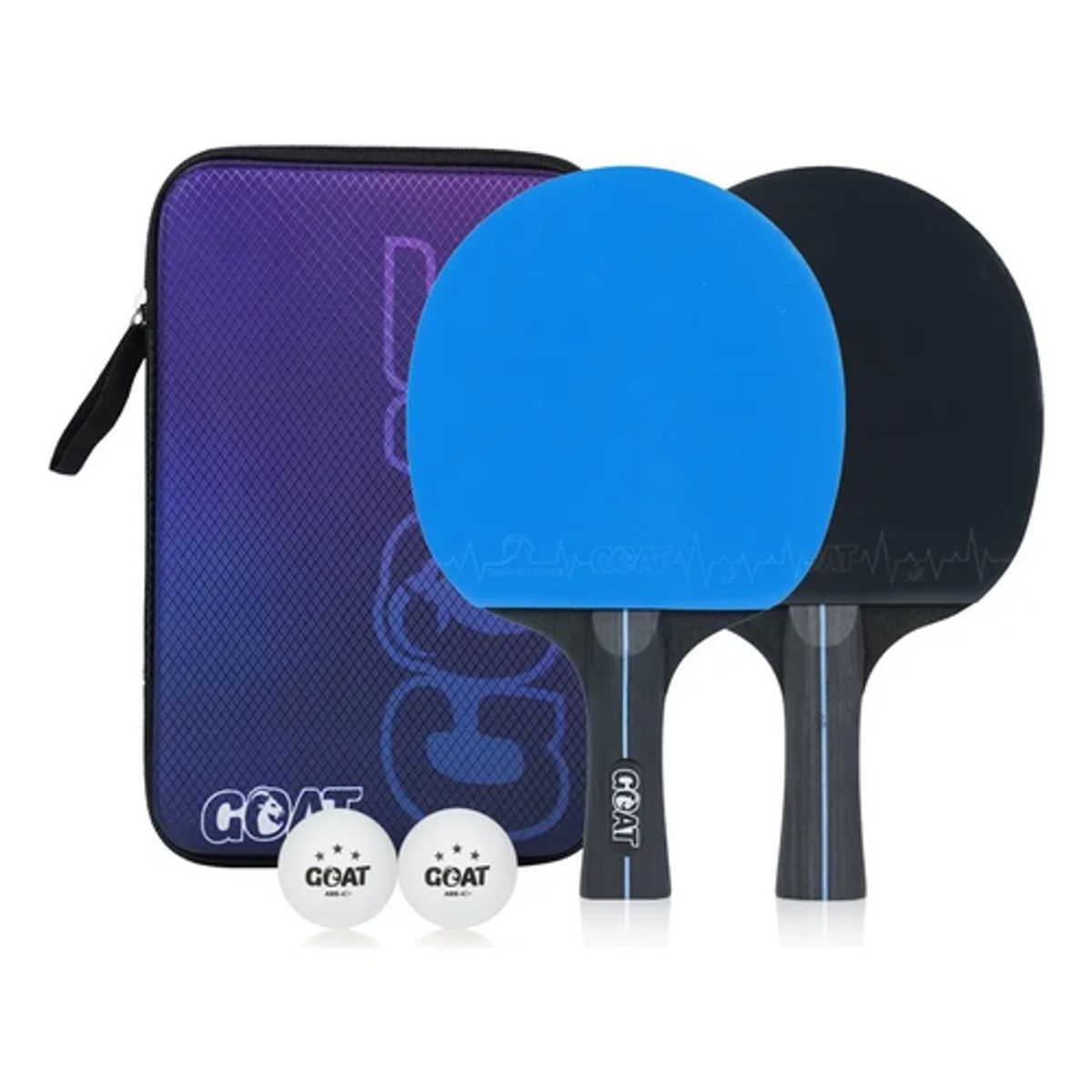 GENERICO - Pack 2 Raquetas Tenis Mesa Goat + Estuche + 2 Pelotas