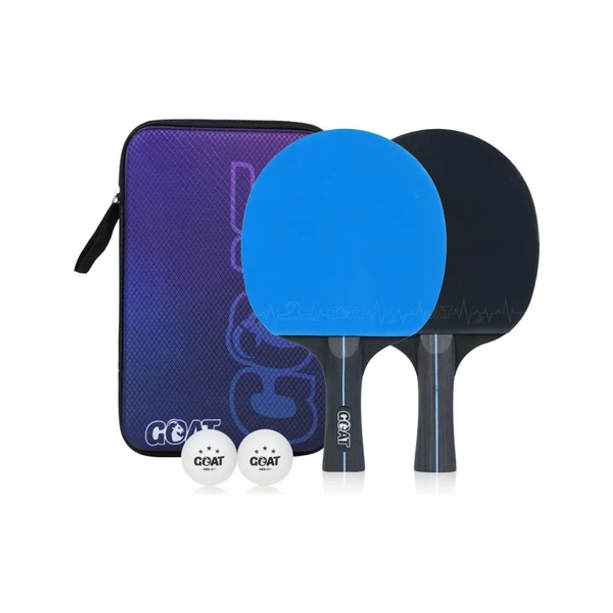 GENERICO - Pack 2 Raquetas Tenis Mesa Goat + Estuche + 2 Pelotas