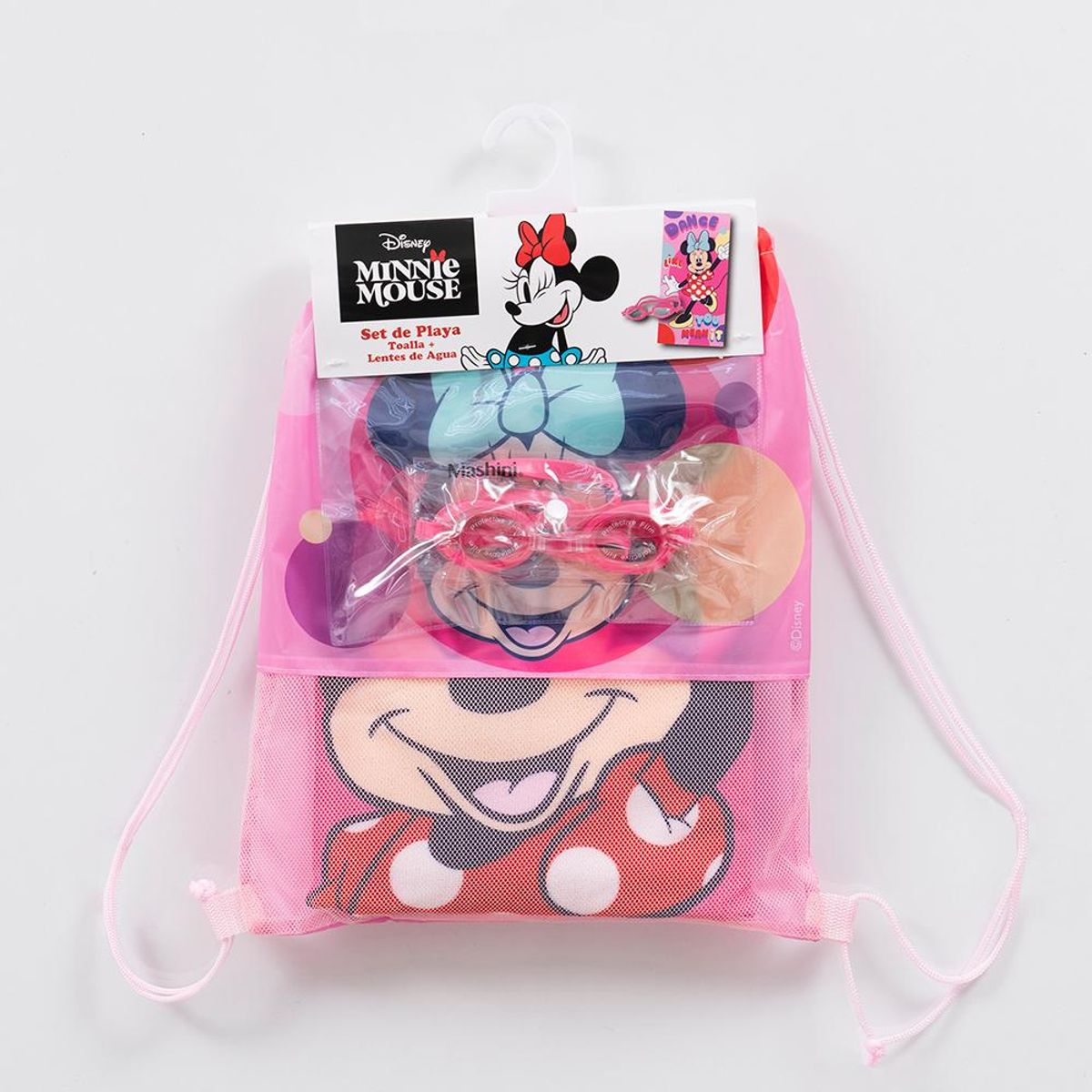 MASHINI - Toalla De Playa Infantil 70x140 Con Lentes De Agua Mashini Minnie Danc