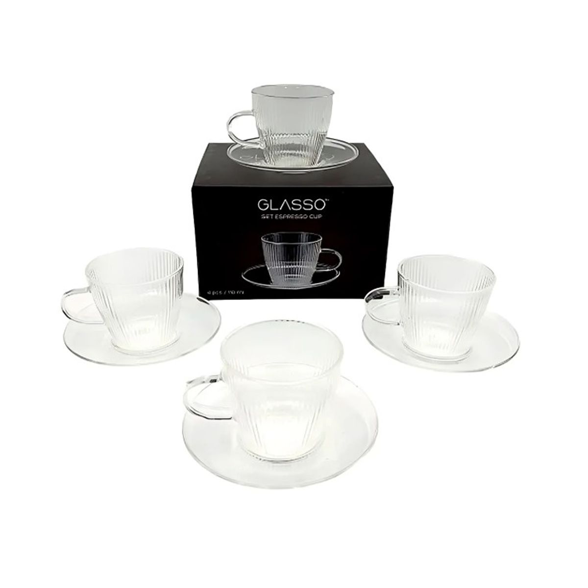 GLASSO - SET 4 TAZAS CPLATO ESPRESSO GLASSO