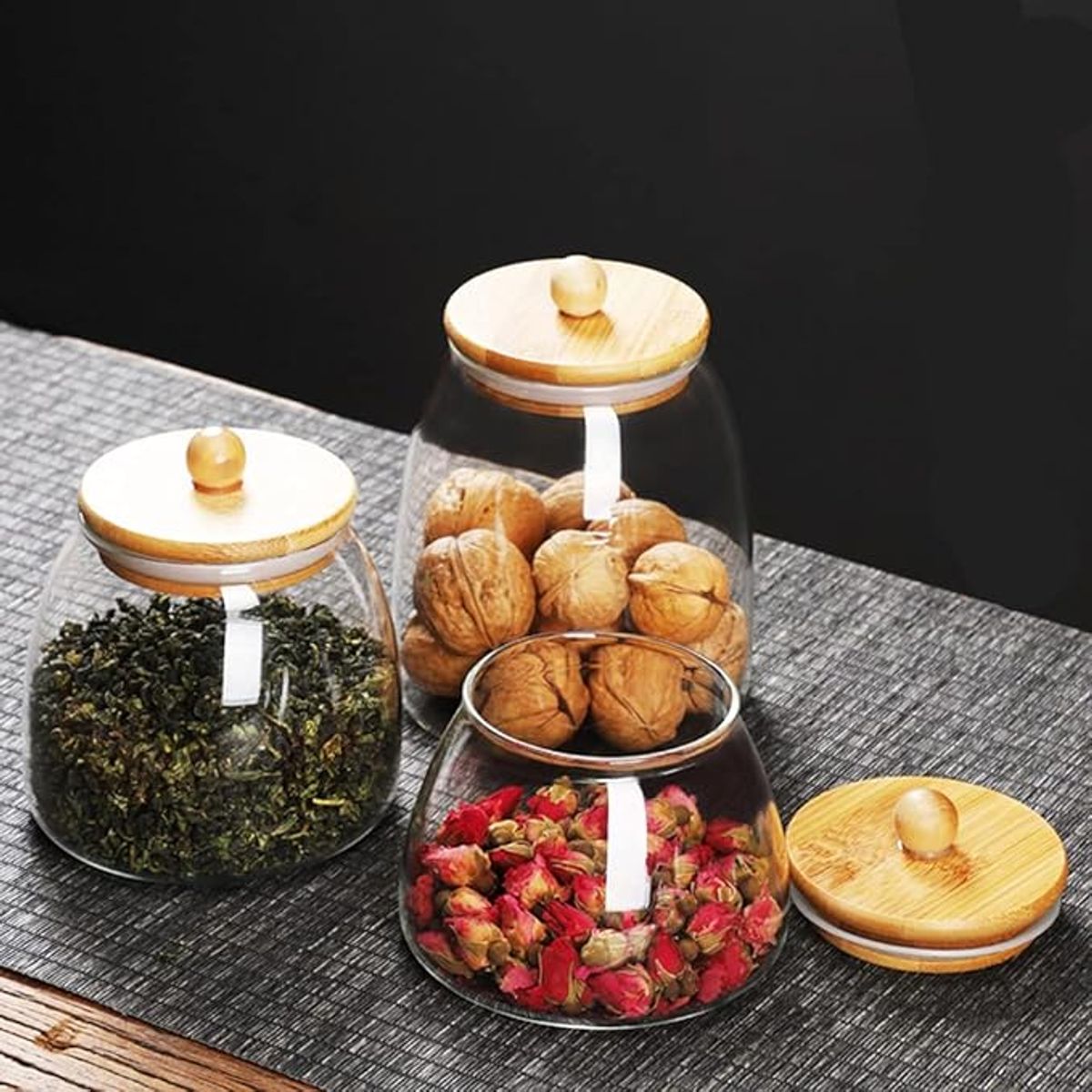 GLASSO - FRASCO VIDRIO 700 ML CON TAPA DE BAMBOO GLASSO DAILY