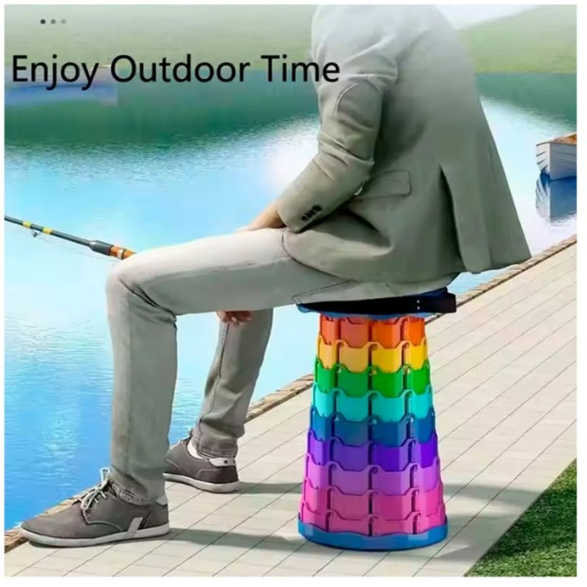 GENERICO - Asiento Piso Plegable Retráctil Portátil Camping Colores