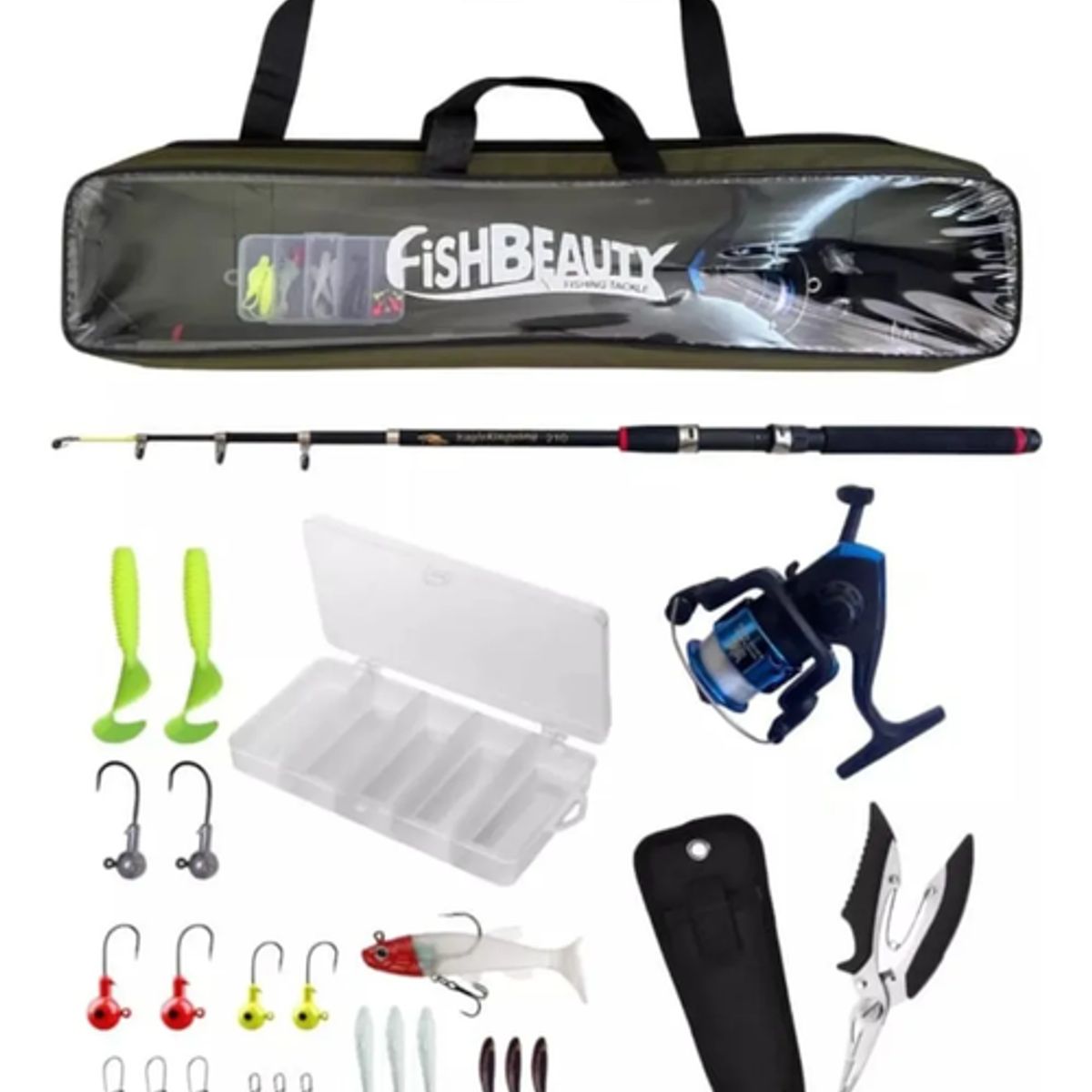 GENERICO - Set O Kit De Caña Pescar Telescópica Con Accesorios Y Bolso