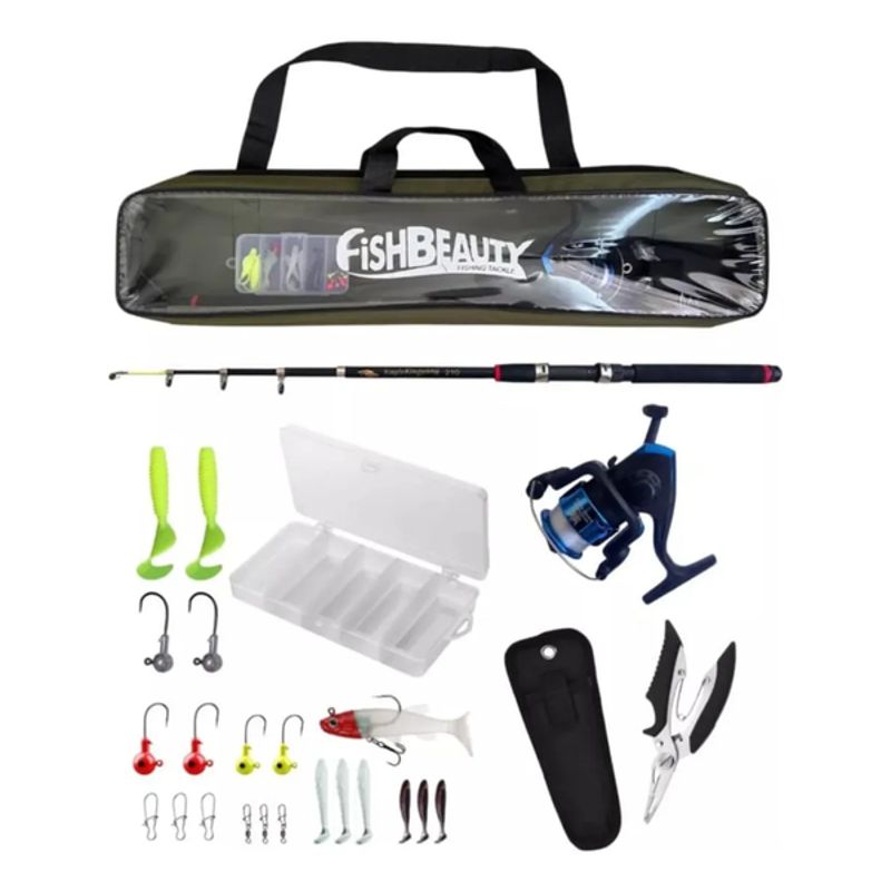 GENERICO - Set O Kit De Caña Pescar Telescópica Con Accesorios Y Bolso