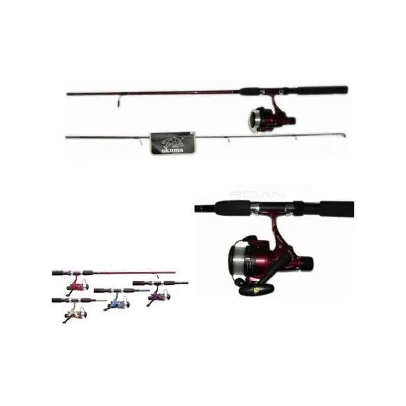 GENERICO - Set Caña Rio Lago Pescar Okuma + Carrete 180 Mts 2 Tramos