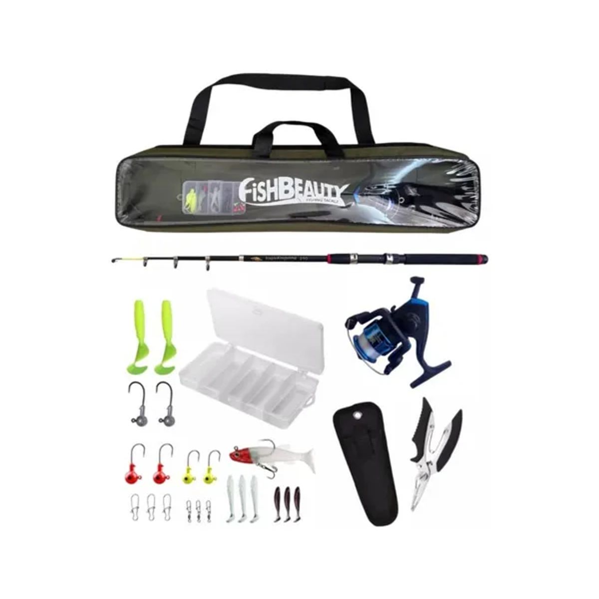 GENERICO - Kit Caña de Pescar Telescópica con Accesorios y Bolso