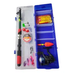 GENERICO - Set Pesca Caña Telescópica con Mosquero y Carrete