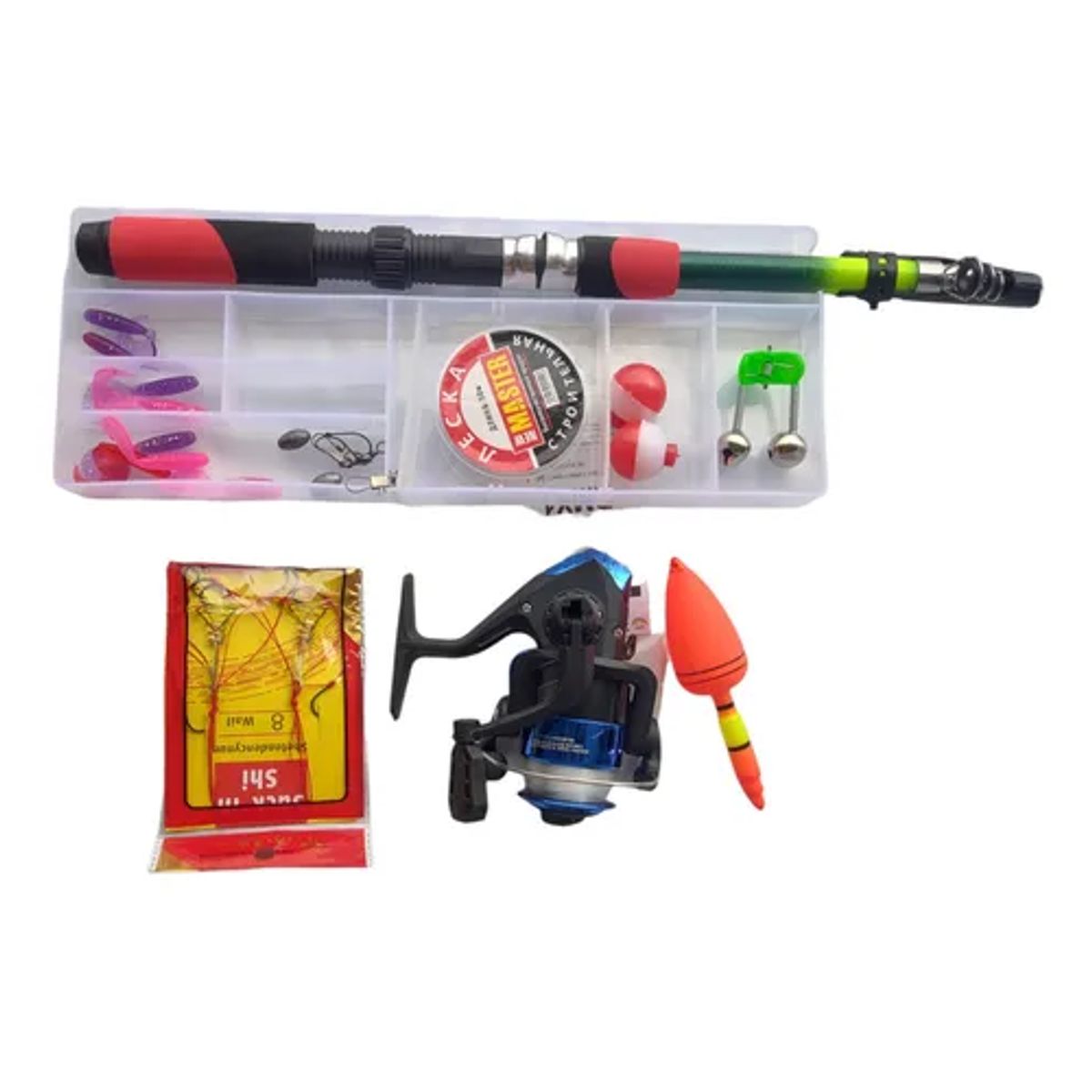 GENERICO - Set Pesca Caña Telescópica con Mosquero y Carrete