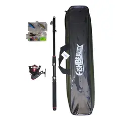 GENERICO - Kit Caña de Pescar Telescópica con Accesorios y Bolso