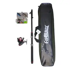 GENERICO - Kit Caña de Pescar Telescópica con Accesorios y Bolso