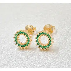 GENERICO - Arete Rainbow Verde Oro Laminado 18k