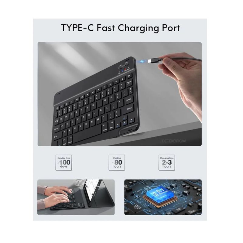 GENERICO - Funda Para iPad 11th A16 2025 + Teclado Español - Negro
