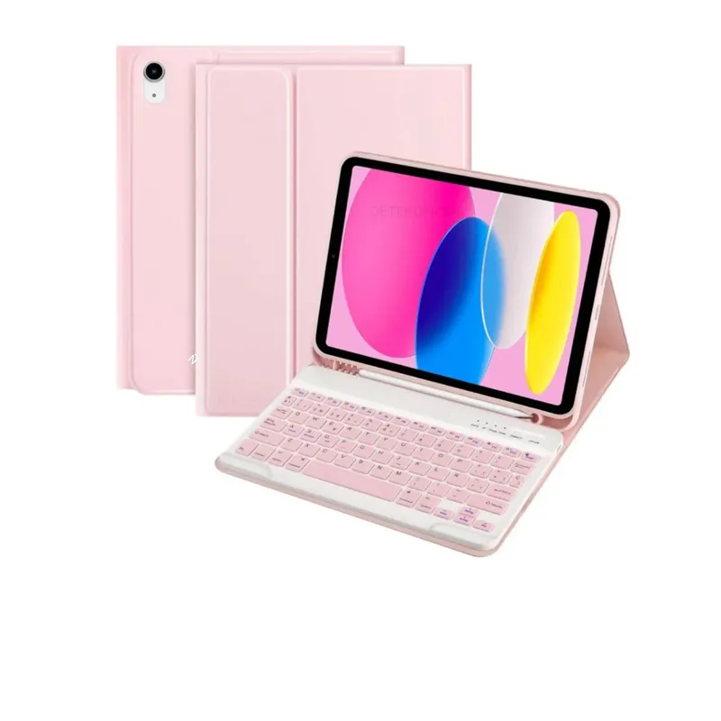 GENERICO - Funda Para iPad 11th A16 2025 + Teclado Español - Rosado