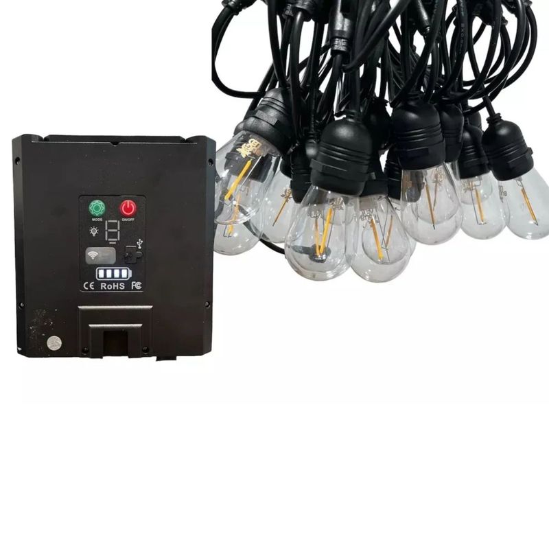 GENERICO - Guirnalda Luces Calida 10 Led Exteriores Con Panel Solar 10M