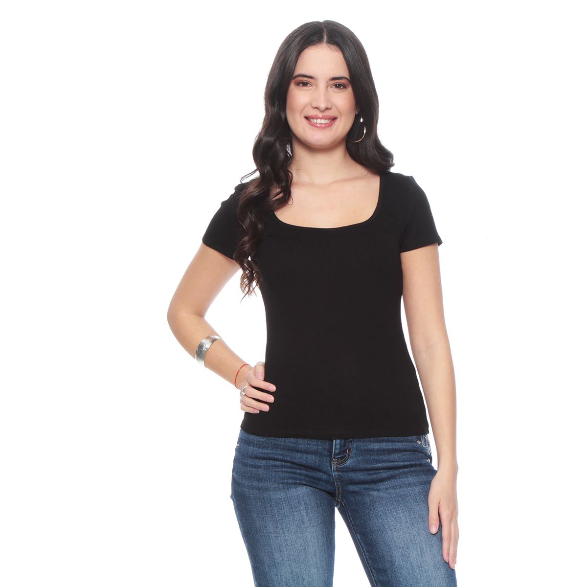 WADOS - POLERA MANGA CORTA SOLIDA ESCOTE CUADRADO