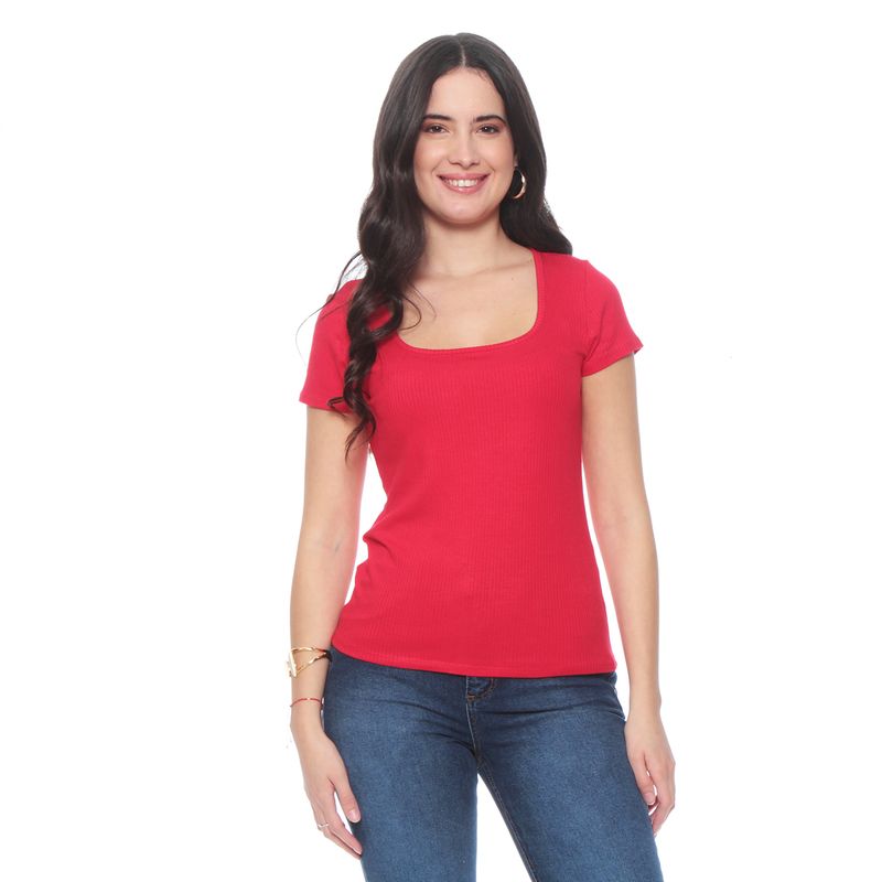 WADOS - POLERA MANGA CORTA SOLIDA ESCOTE CUADRADO