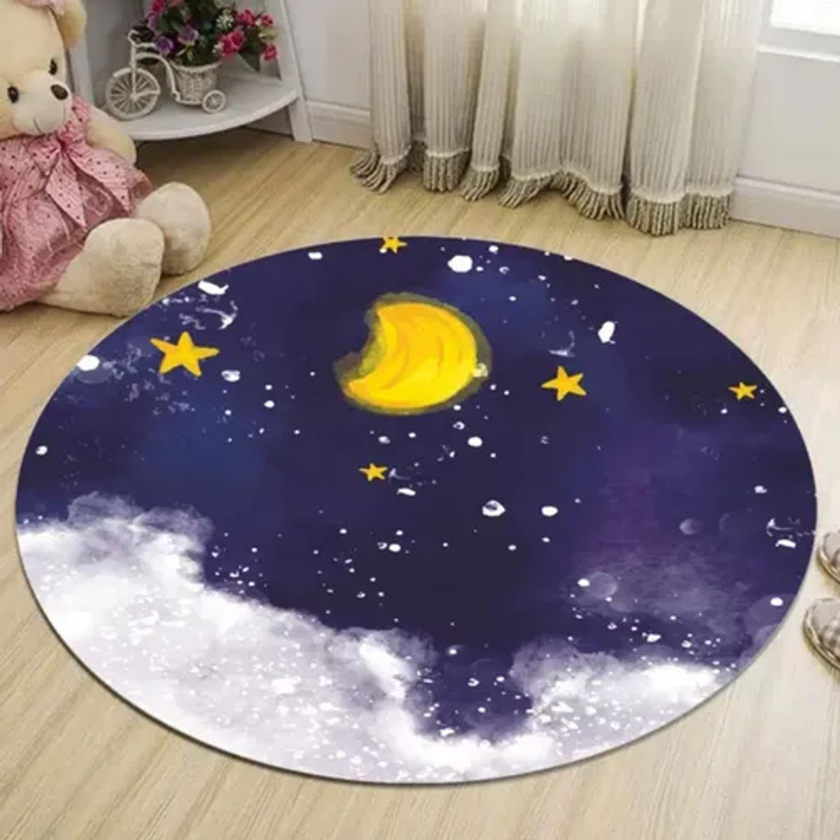 GENERICO - Alfombra Circular Estampada 100cm Azul Oscuro Cielo Nocturno