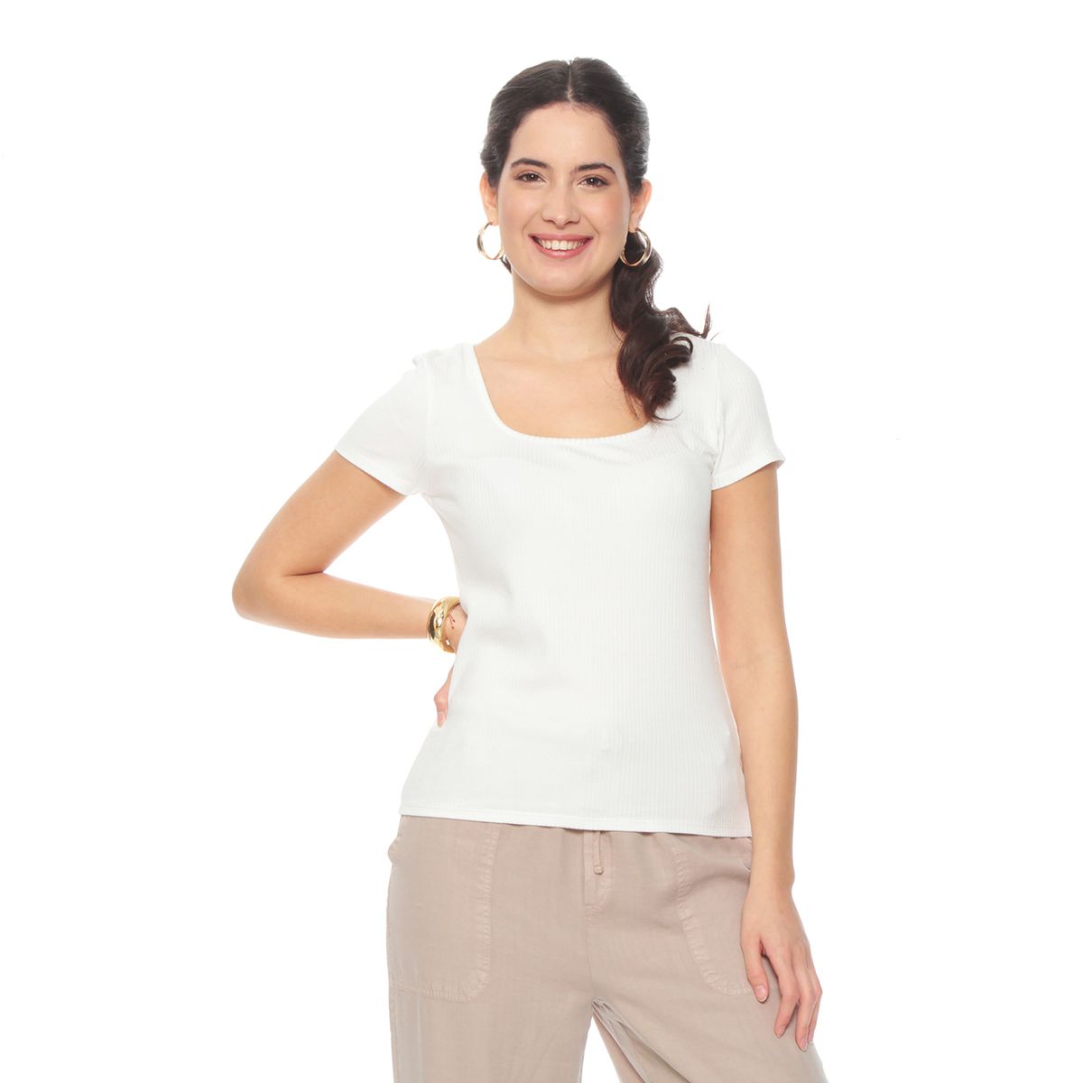 WADOS - POLERA MANGA CORTA SOLIDA ESCOTE CUADRADO