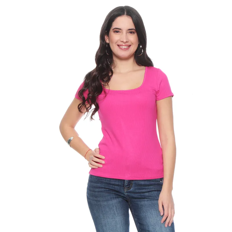 WADOS - POLERA MANGA CORTA SOLIDA ESCOTE CUADRADO