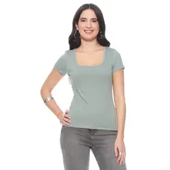 WADOS - POLERA MANGA CORTA SOLIDA ESCOTE CUADRADO