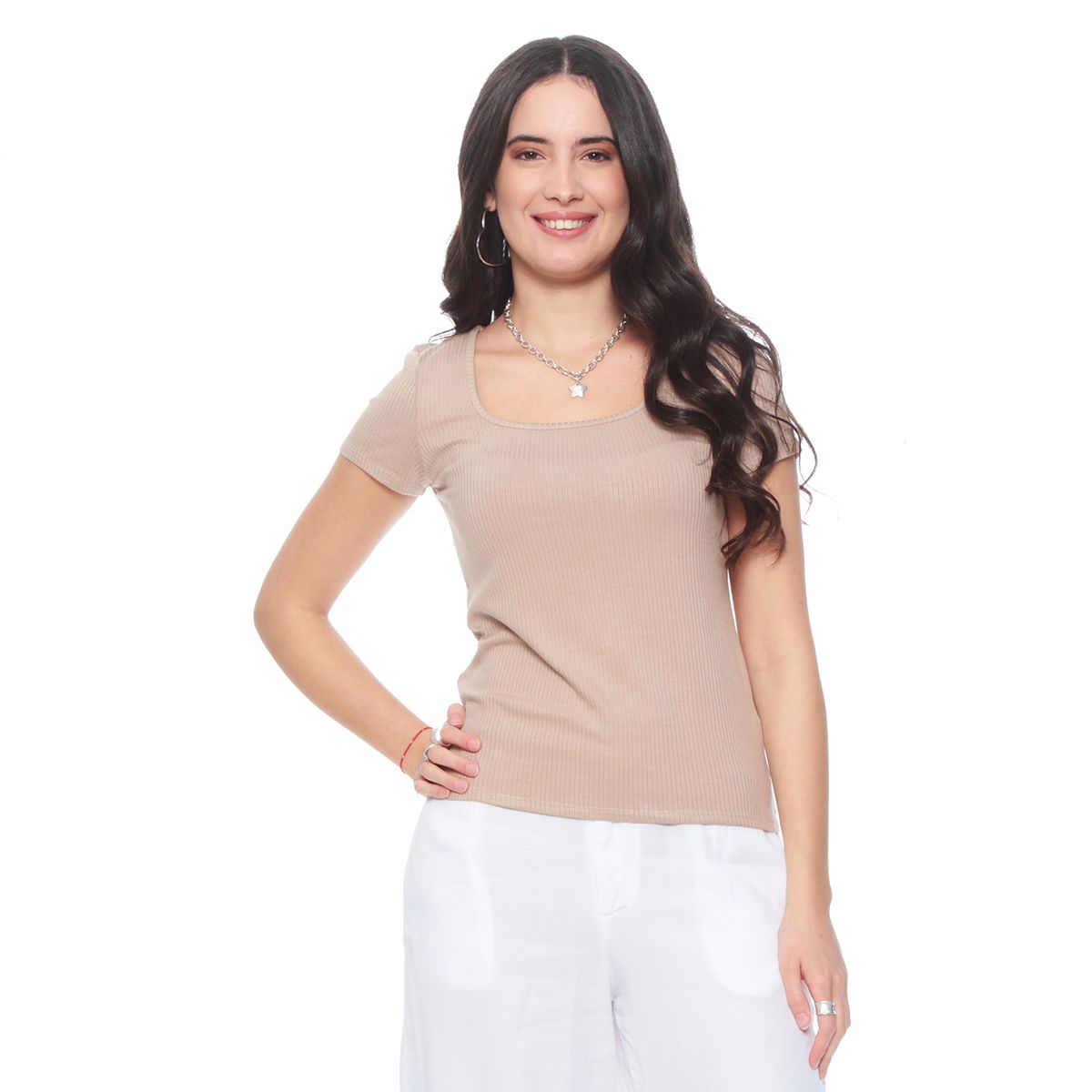 WADOS - POLERA MANGA CORTA SOLIDA ESCOTE CUADRADO