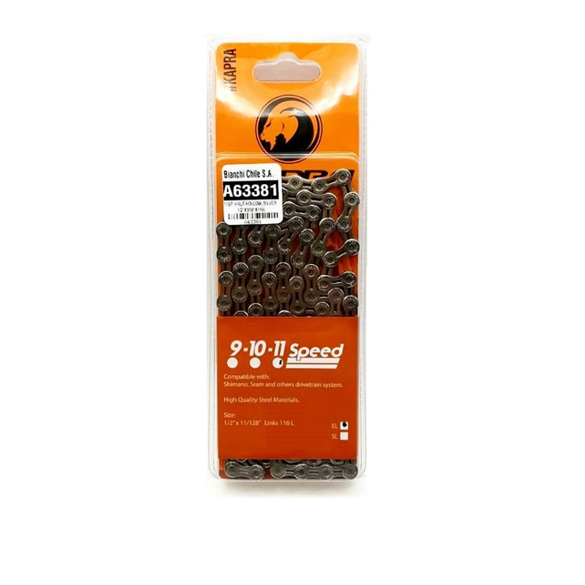 KAPRA - CADENA 11V PERFORADA SILVER 1/2"X3/32"X116L