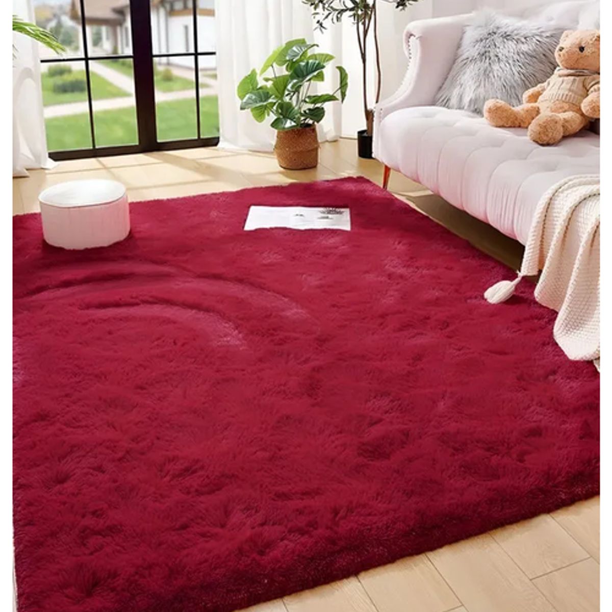 GENERICO - Alfombra Extra Suave Grande 240x200cm Burdeos