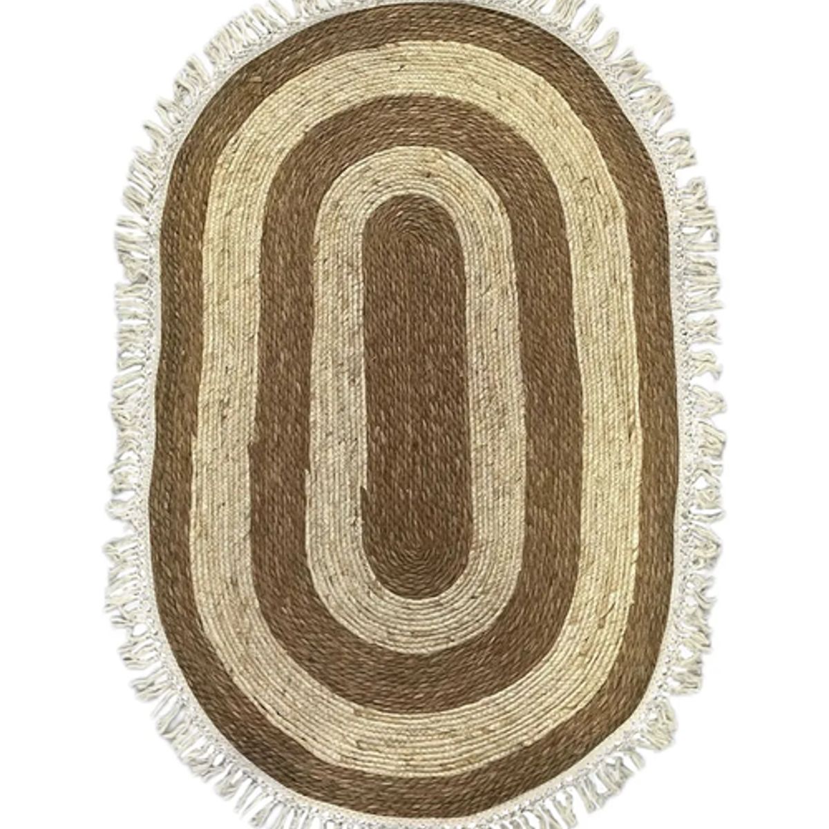 GENERICO - Alfombra Yute Ovalada con Fleco 100x150cm