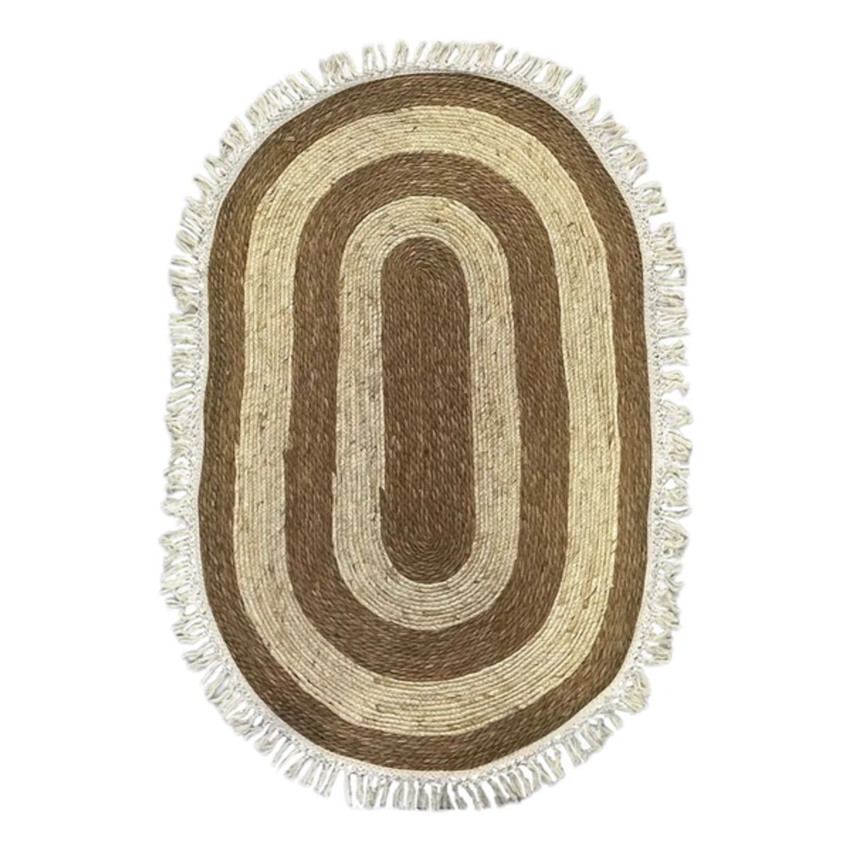 GENERICO - Alfombra Yute Ovalada con Fleco 100x150cm