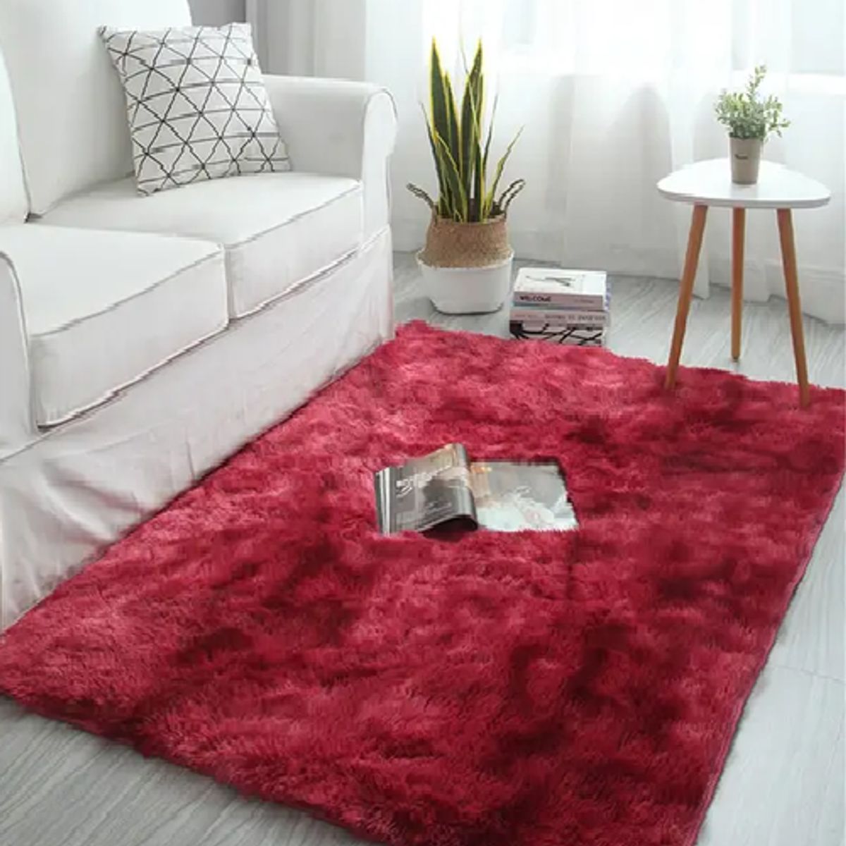 GENERICO - Alfombra Peludita Burdeos Jaspeada 180x200cm