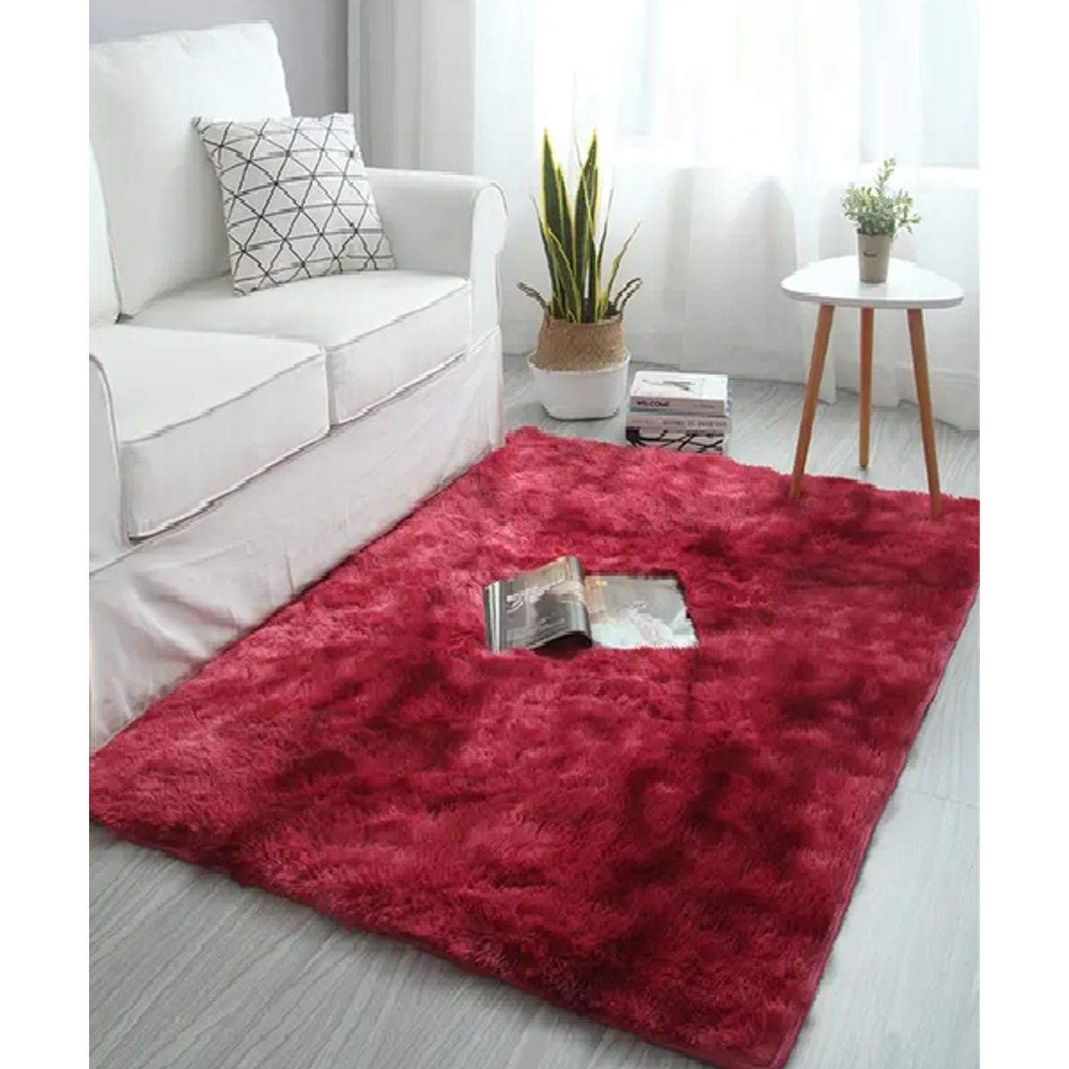 GENERICO - Alfombra Peludita Burdeos Jaspeada 180x200cm