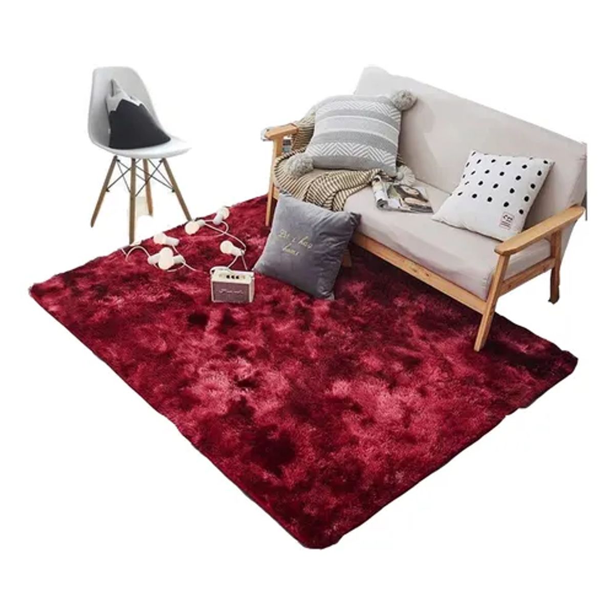 GENERICO - Alfombra Peludita Burdeos Jaspeada 180x200cm