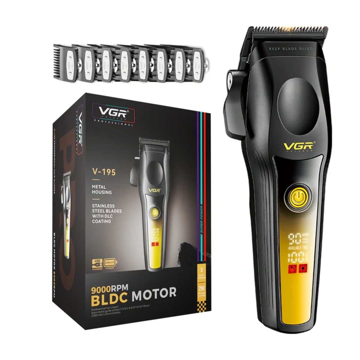 VGR VOYAGER - Maquina De Cortar Pelo VGR Profesional V-195 9000 Rpm Dorado