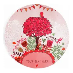 GENERICO - Alfombra Circular Estampada 100cm Fucsia Árbol Corazón