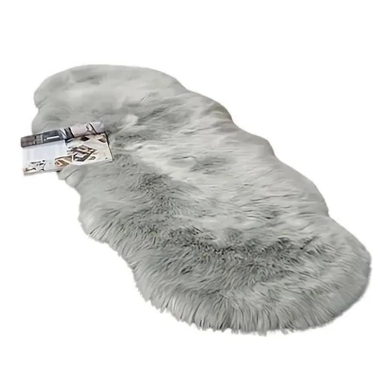 GENERICO - Alfombra Peluda Bajada Cama 180x60cm Gris Claro