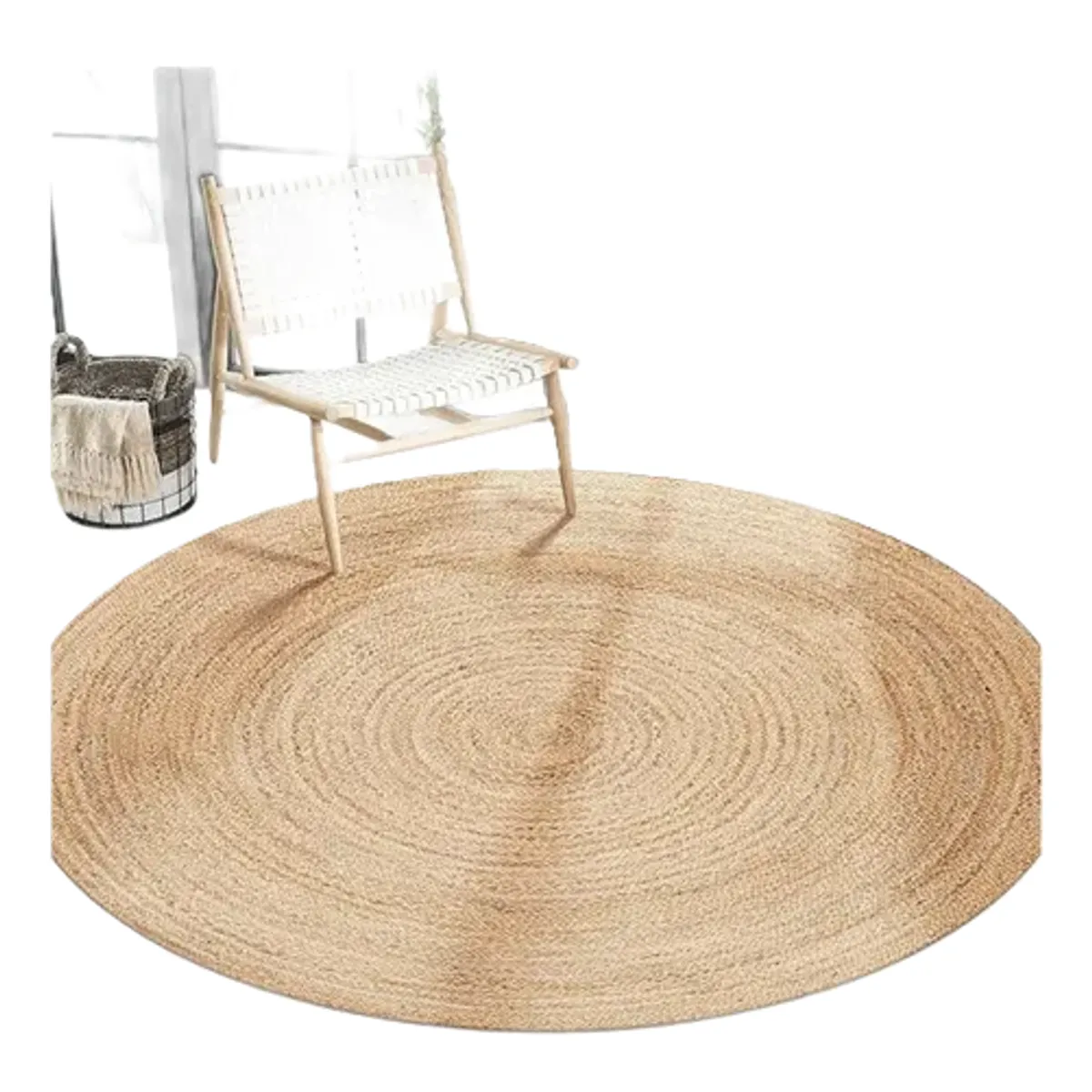 GENERICO - Alfombra Yute Tejida A Mano 120cm Fibra Natural Boho