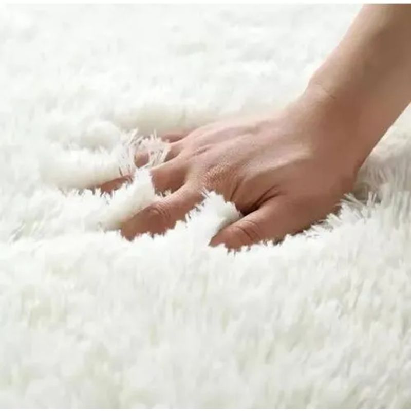 GENERICO - Alfombra Redonda Peluda 15m Poliéster Blanco
