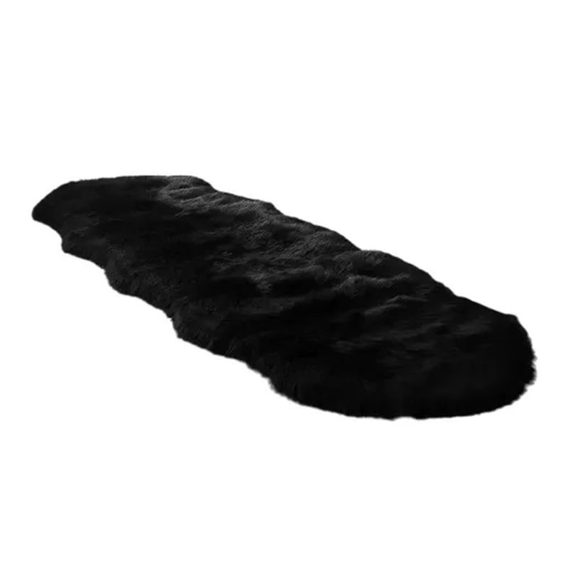 GENERICO - Alfombra Peluda Bajada Cama 180x60cm Negra