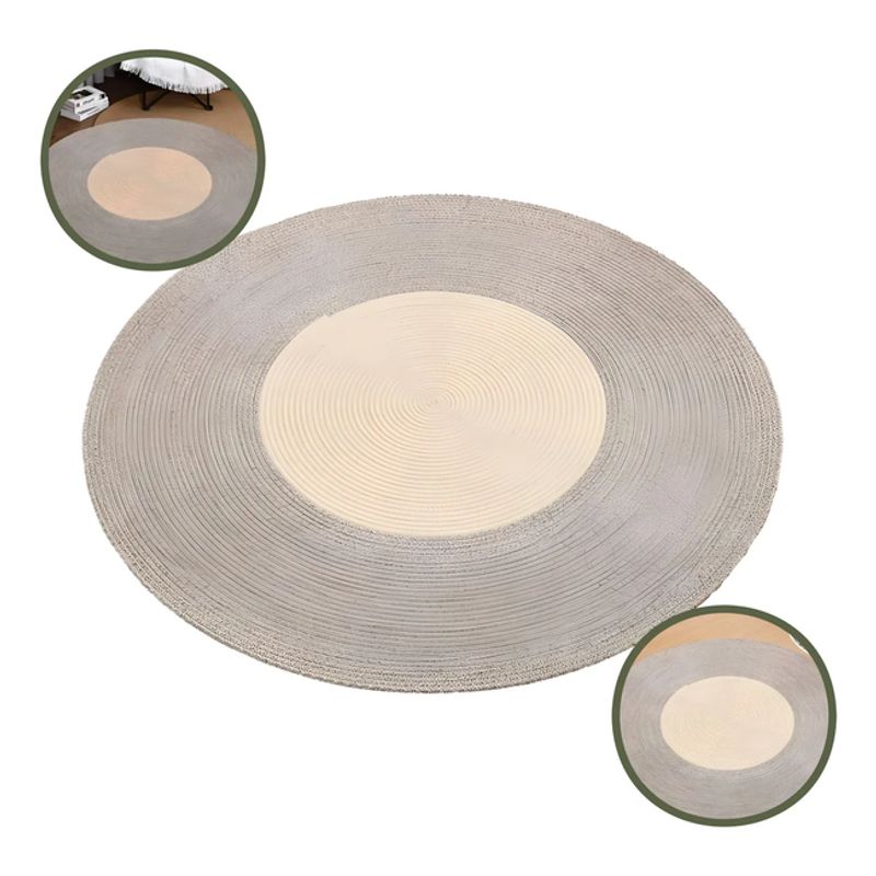 GENERICO - Alfombra Artesanal Algodón Redonda Gris Beige Bicolor 120cm
