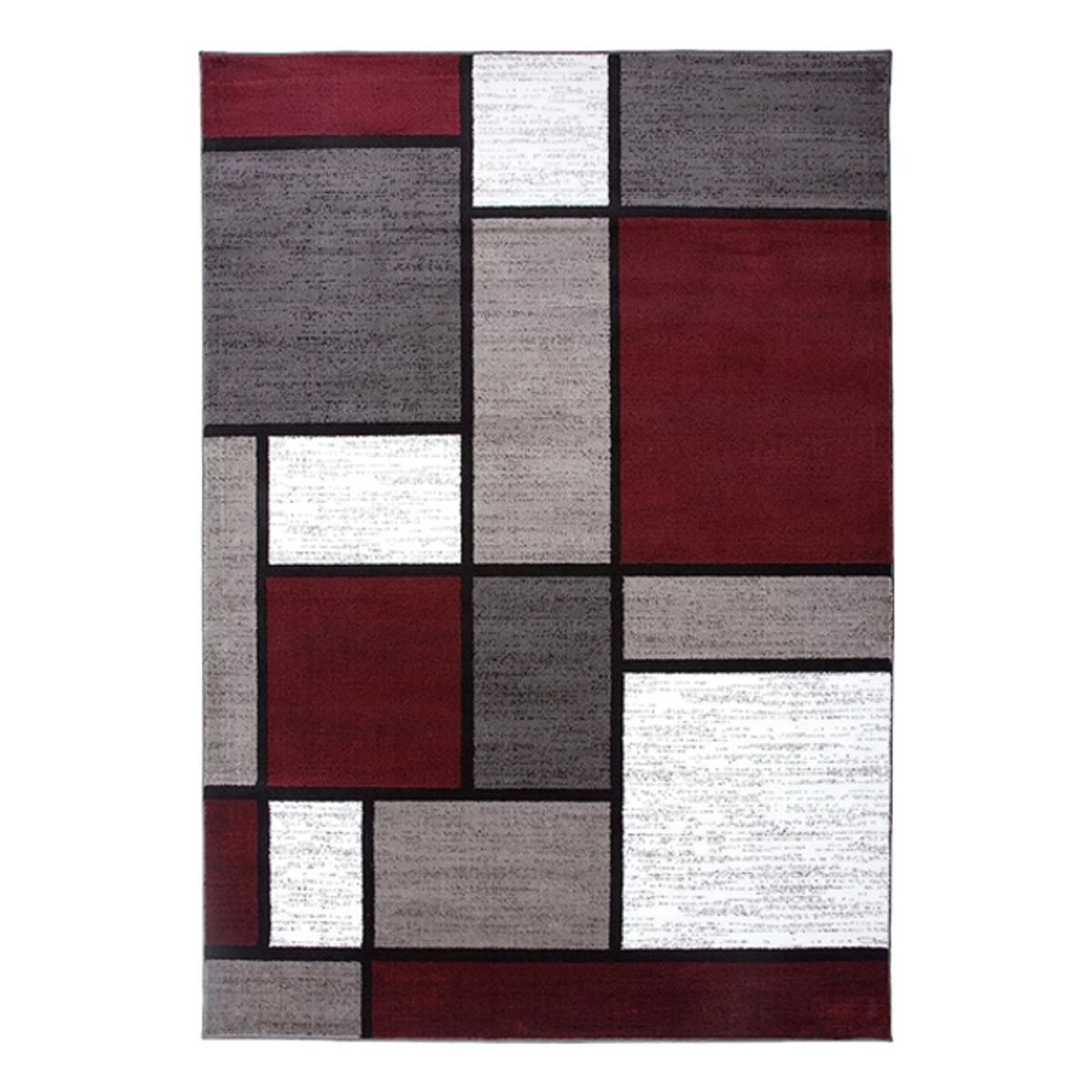 GENERICO - Alfombra Lisa Diseño 3D 240x200cm Burdeos y Gris