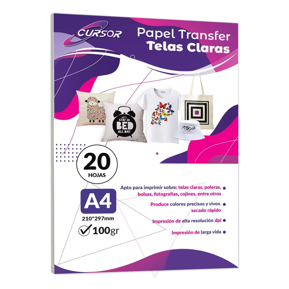 CURSOR - Papel Transfer Telas Claras 20 Hojas A4 Cursor