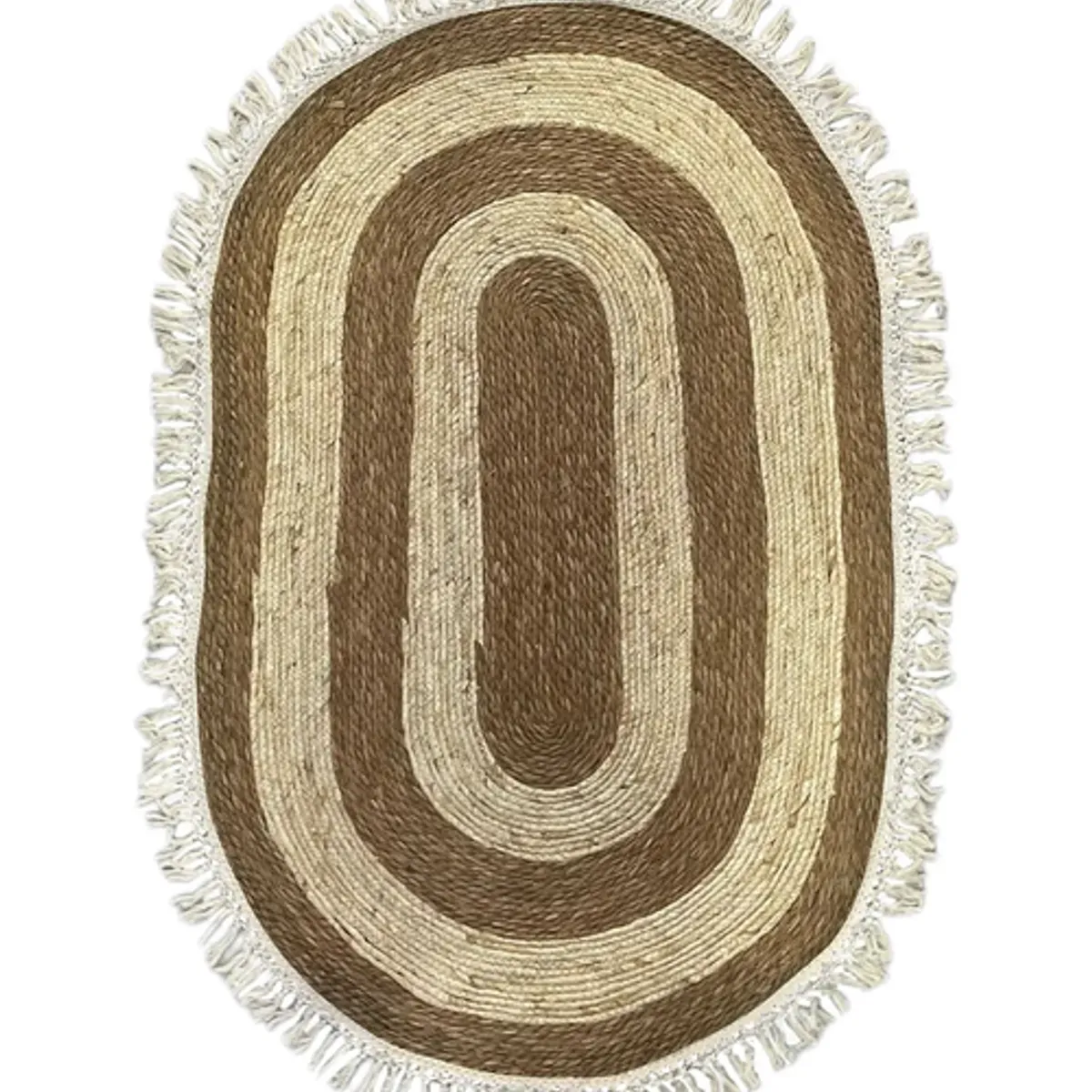 GENERICO - Alfombra Yute Ovalada con Fleco 100x150cm