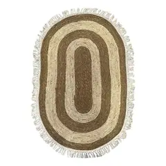 GENERICO - Alfombra Yute Ovalada con Fleco 100x150cm