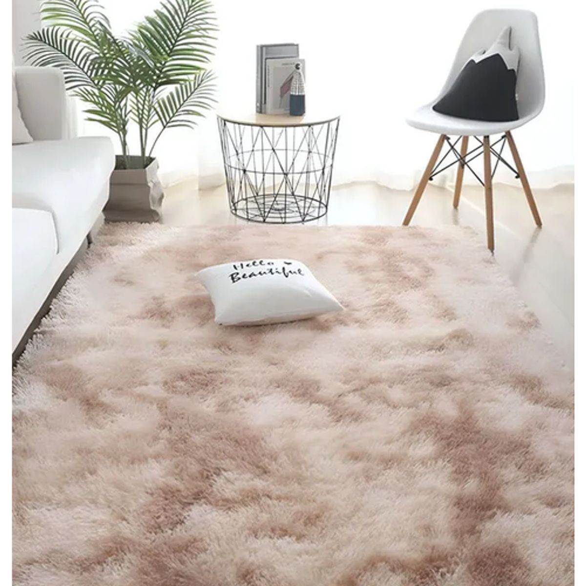 GENERICO - Alfombra Extra Suave Grande 240cm Beige Jaspeada