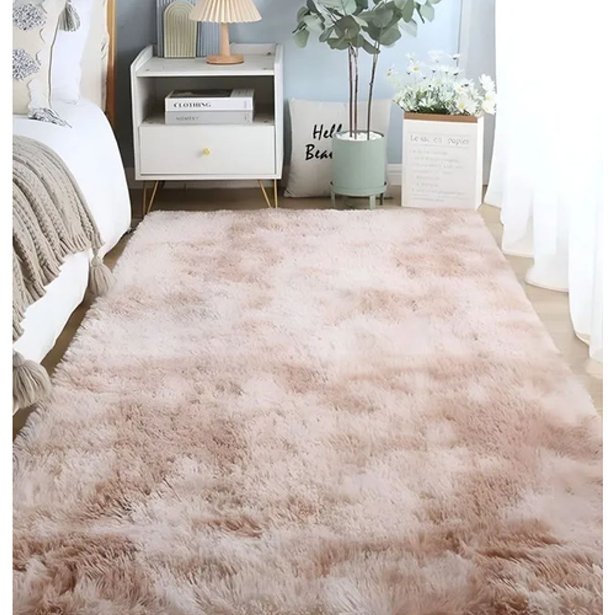 GENERICO - Alfombra Extra Suave Grande 240cm Beige Jaspeada